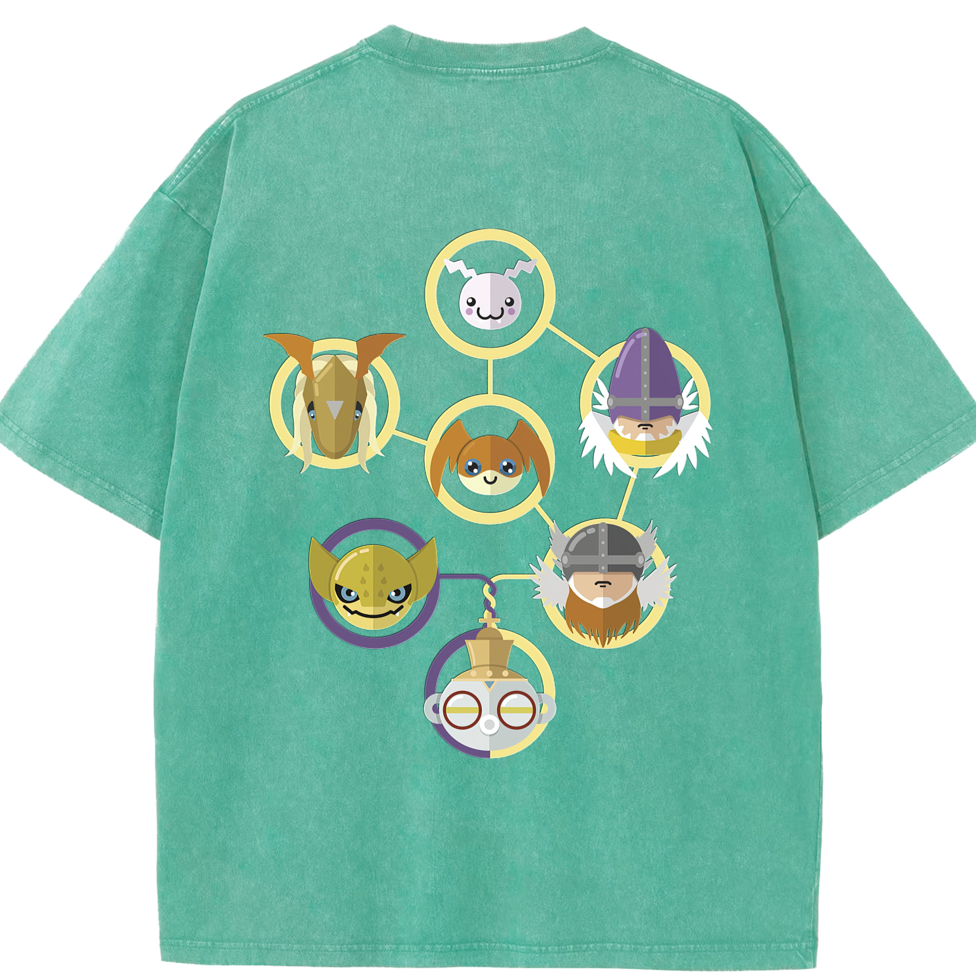 （画像用） Digimon デジタルモンスター/デジモン 綿100% ヴィンテージ風 半袖Tシャツ（背面プリント）